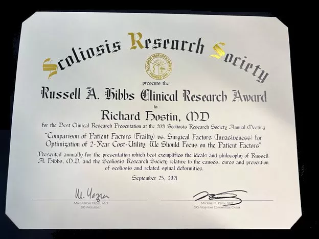 Scoliosis Research Society Award
